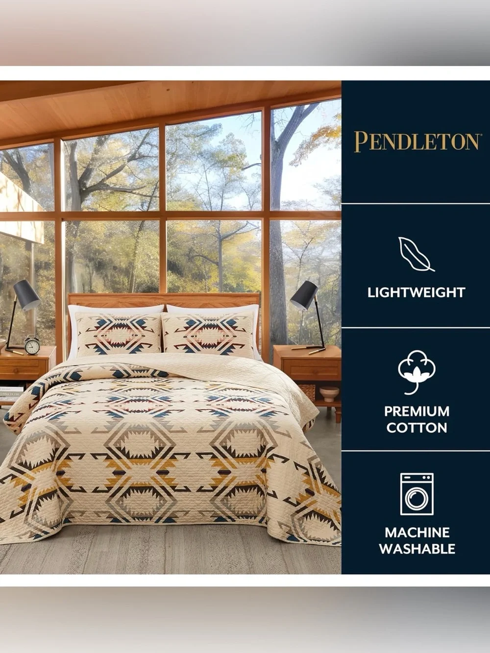 Pendleton Canyonlands Cotton Coverlet Quilt Bedding Set + 2 Pillow Shams F/QUEEN